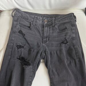 American Eagle Outfitters Black Skinny Distressed Jeans